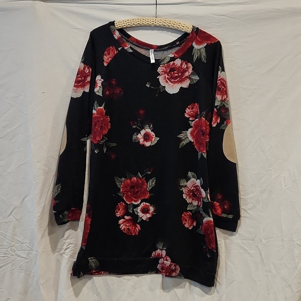 P!PHANY women's long sleeve, floral top, size large